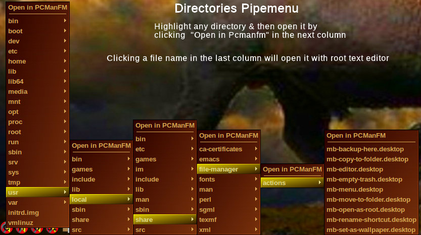 directories pipemenu